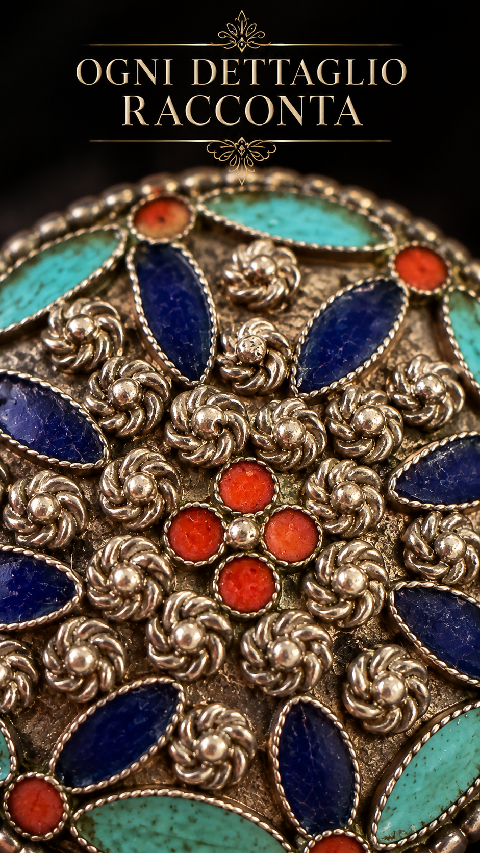 Spilla Amazigh berbera della Kabyle con smalti su argento