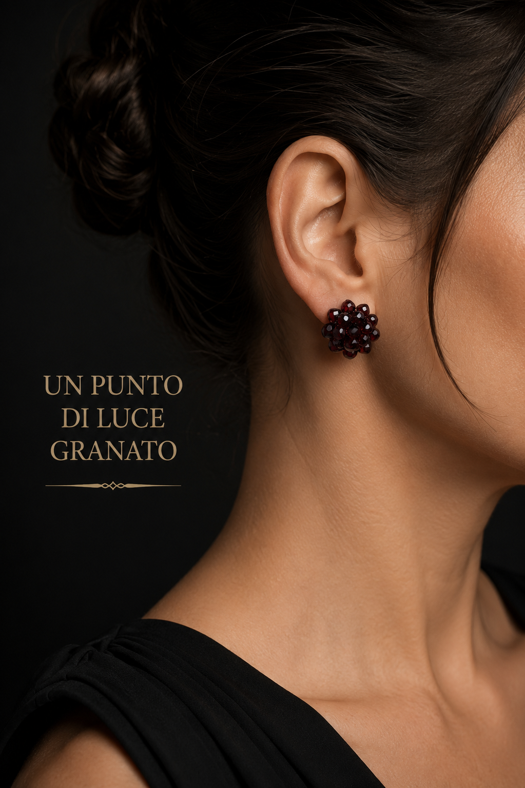 Orecchini clip in cristalli, color Granato, anni 50 prob. produzione boema ￼