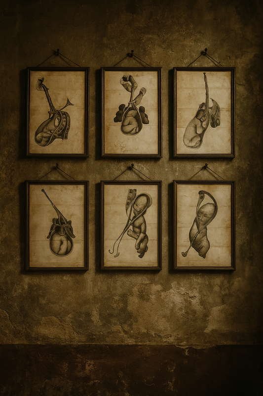 Lotto n. 6 antiche incisioni mediche ostetricia Baudelocque fine ‘700