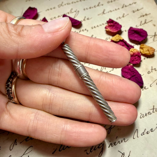 Cure-dents retrattile in argento massiccio vittoriano da Chatelaine