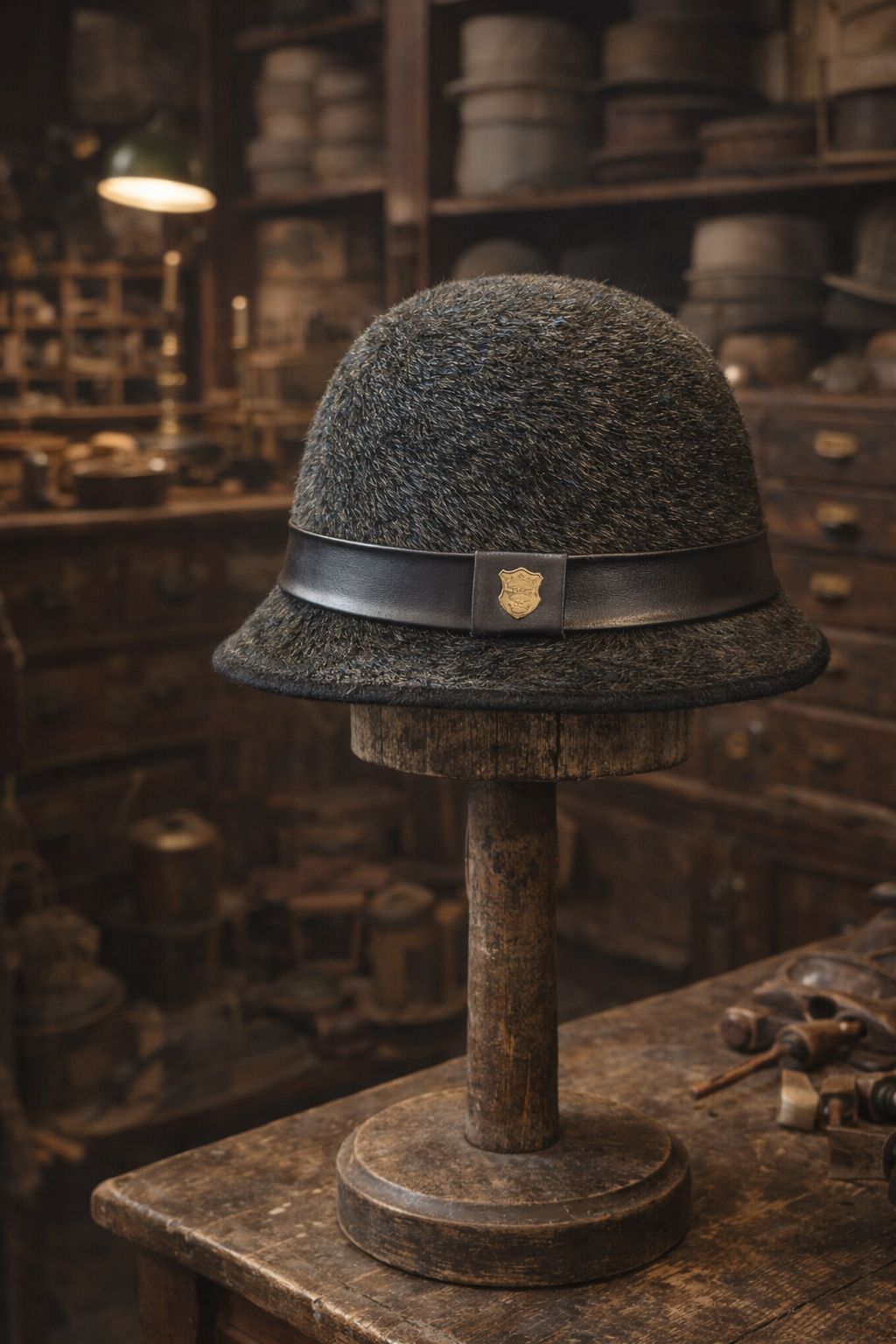 Cappellino British da equitazione, tg 55 feltro di pelliccia anni ‘60