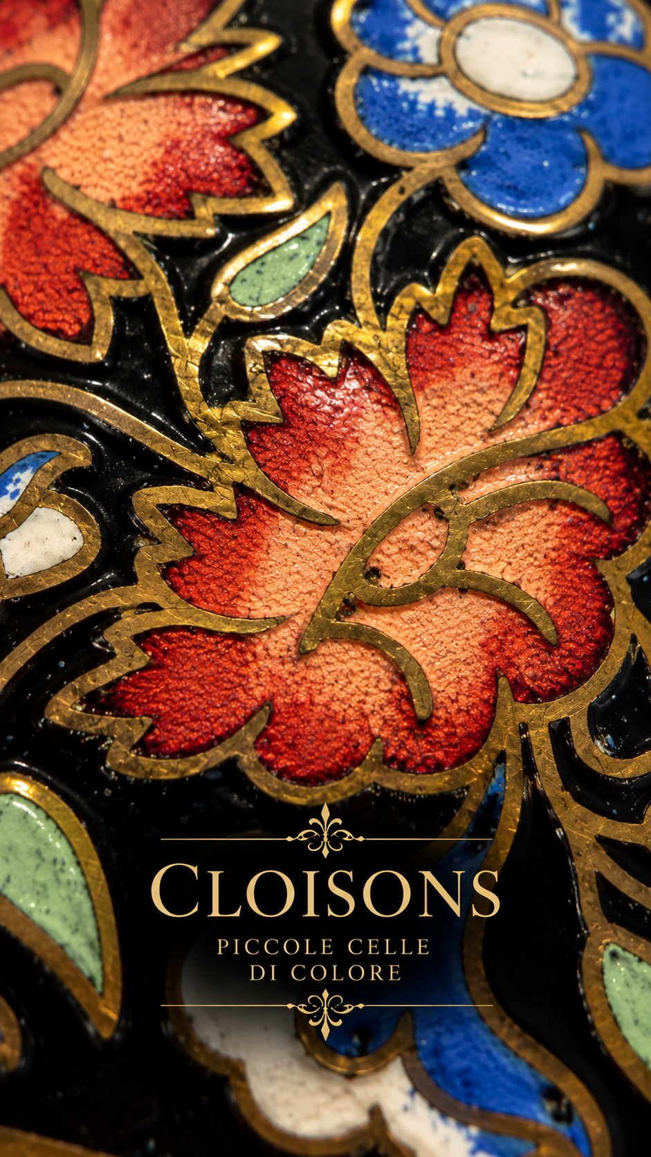 Antica spilla rettangolare cloisonné Giardino d’Oriente anni ‘40
