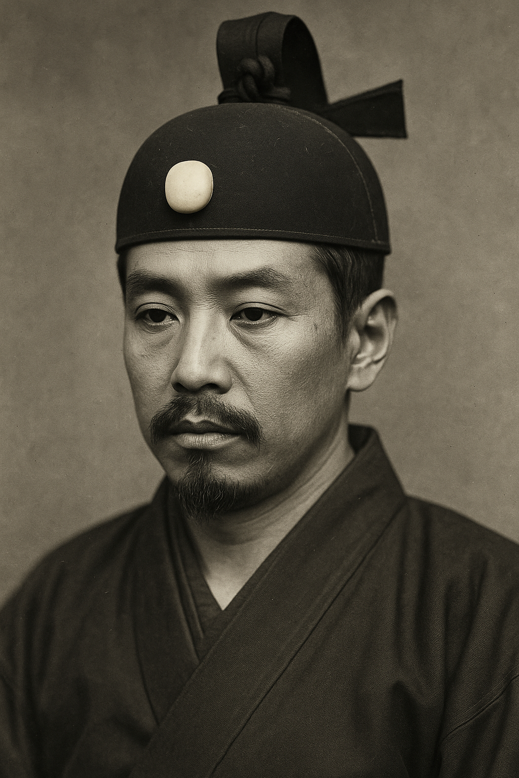 Copricapo antico cerimoniale giapponese Kanmuri con supporto