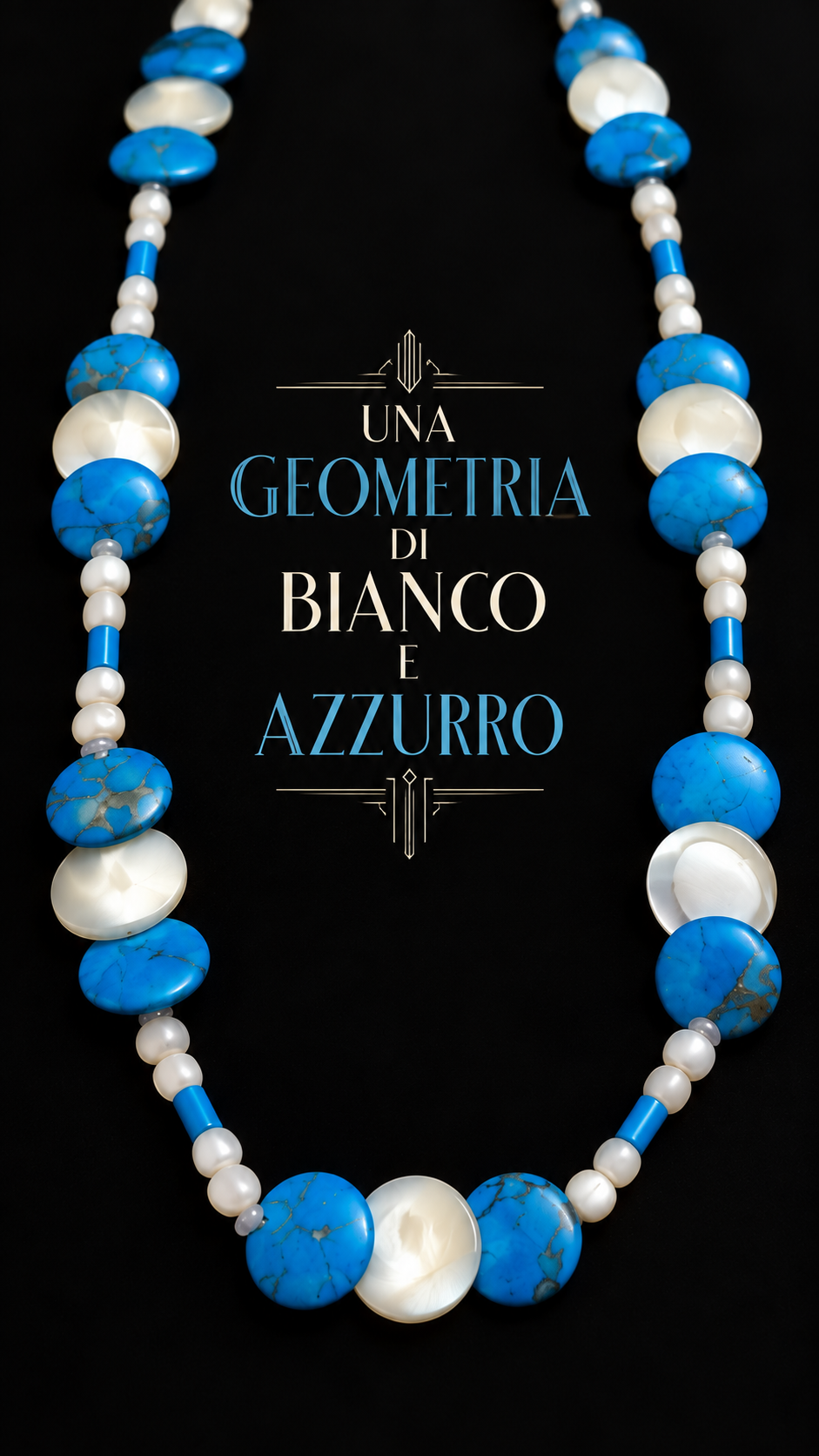 Collana southwest americano ca anni 30-40 con elementi discoidali color turchese e madreperla