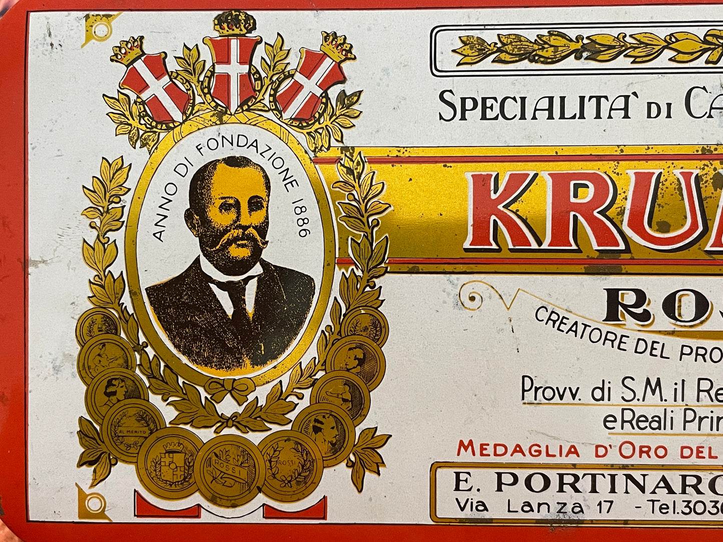 Scatola latta originale vintage Krumiri Rossi, primi anni ‘60