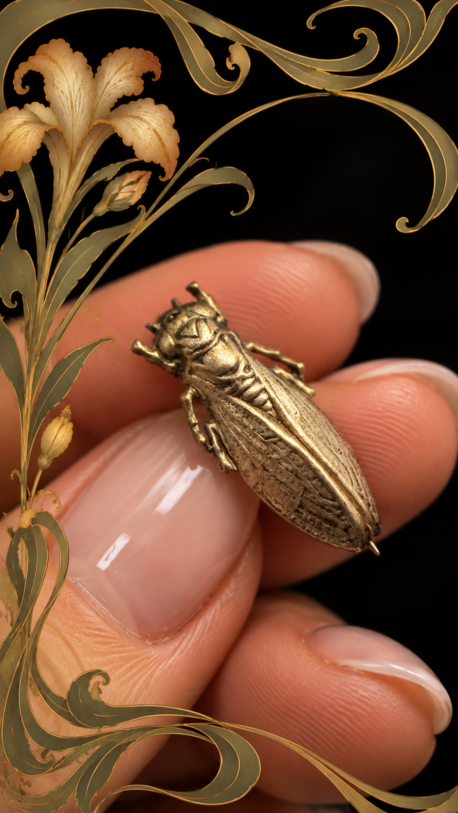 Spilla gioiello cicala argentata Art Nouveau primi ‘900