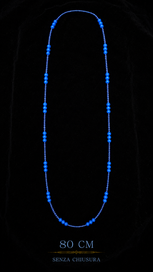 Collana jazz age blu elettrico anni 20-30 americana reinfilata