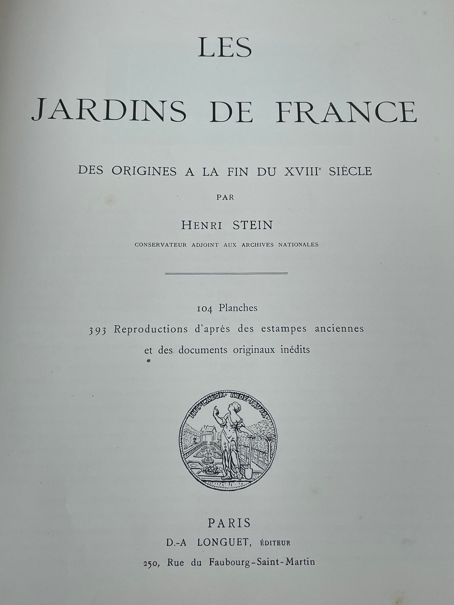 Opera completa Les jardins de France dedica dell’autore 1913 libro antico e raro