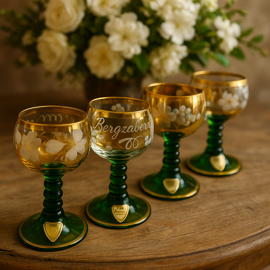 Set 4 piccoli calici da liquore vetro soffiato Böckling, anni ‘50