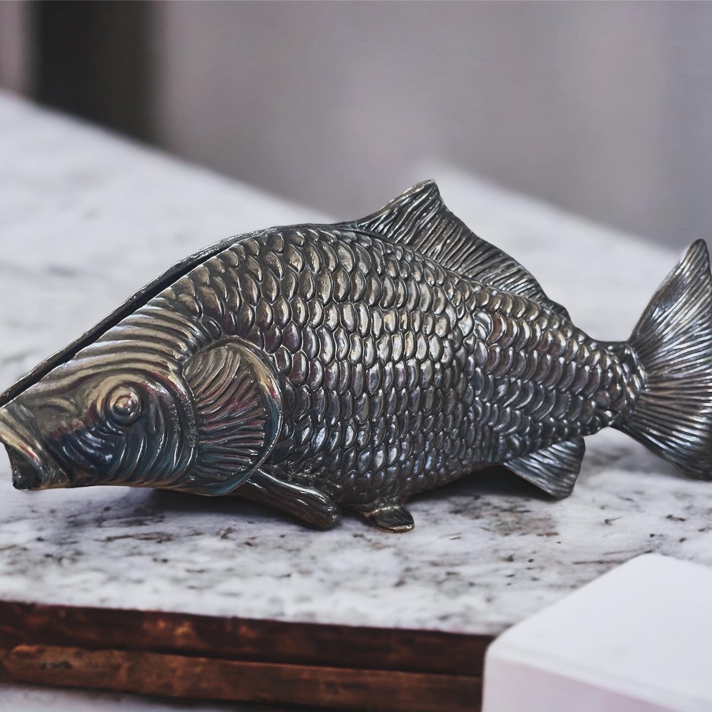 Silver plated fish document holder