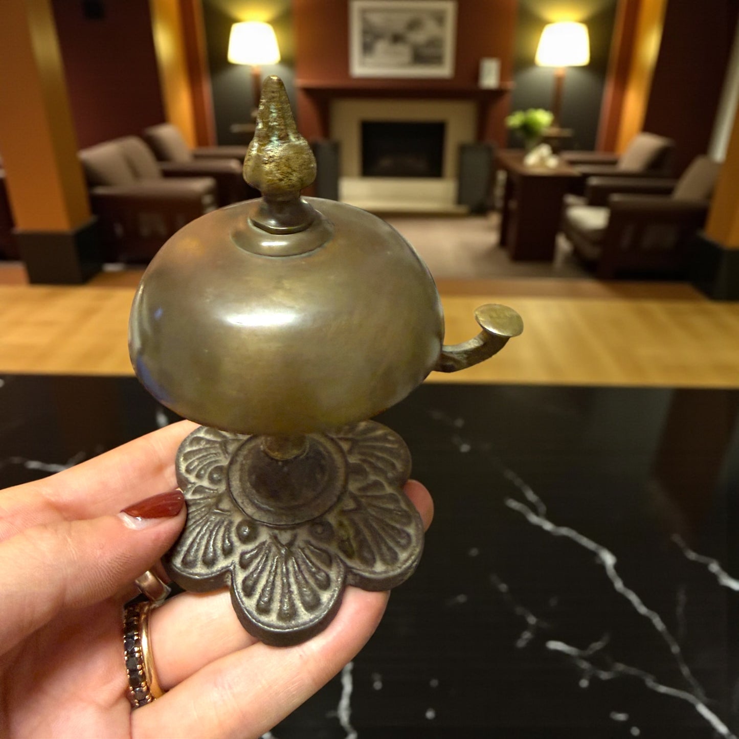 Antico campanello a molla da banco, tardo Liberty anni 30 40