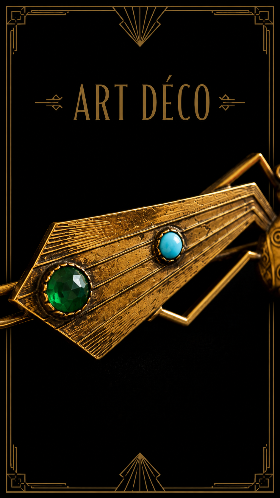Grande spilla antica art déco a guisa di libellula decorata con cabochons