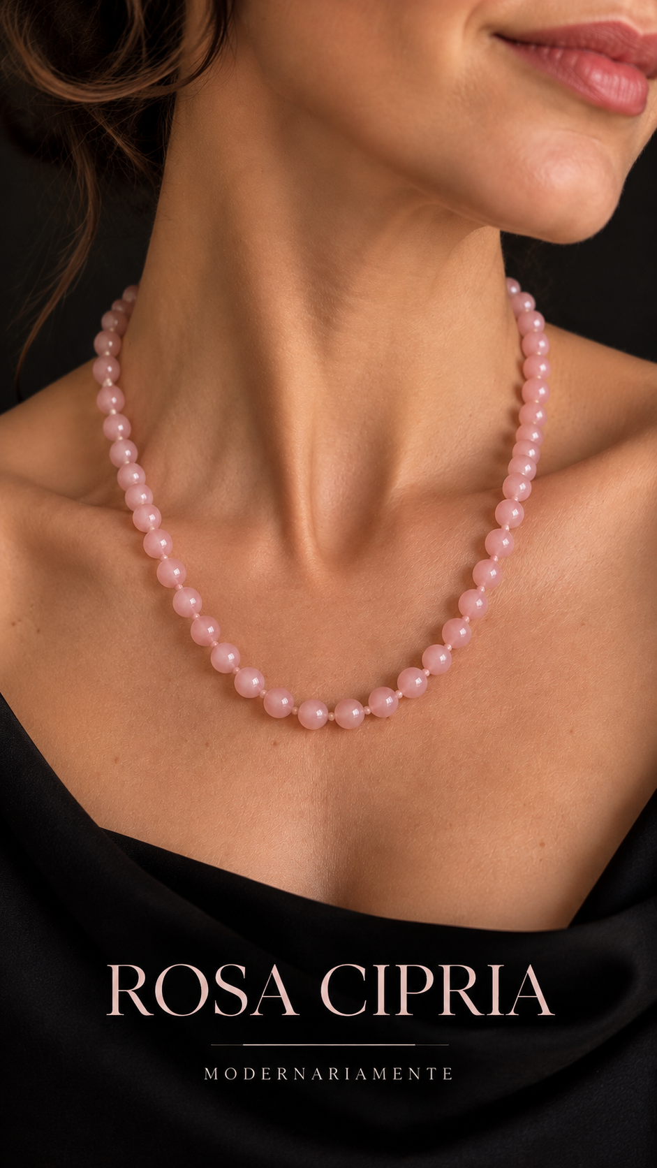 Collana 58 cm perle di pasta di vetro annodate a mano con chiusura gioiello a conchiglia