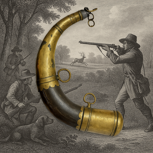 Antico corno da polvere del 1800