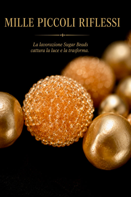 Collana costume jewellery made in USA doppio filo degradé con sugar beads