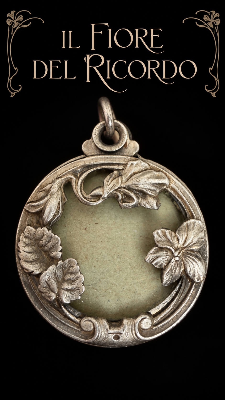 Medaglione art Nouveau a scorrimento con viola del pensiero 1910