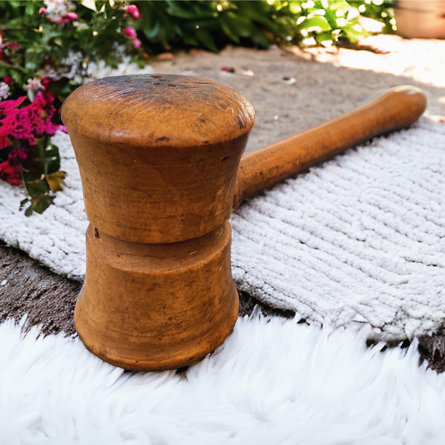 Old wooden meat tenderizer