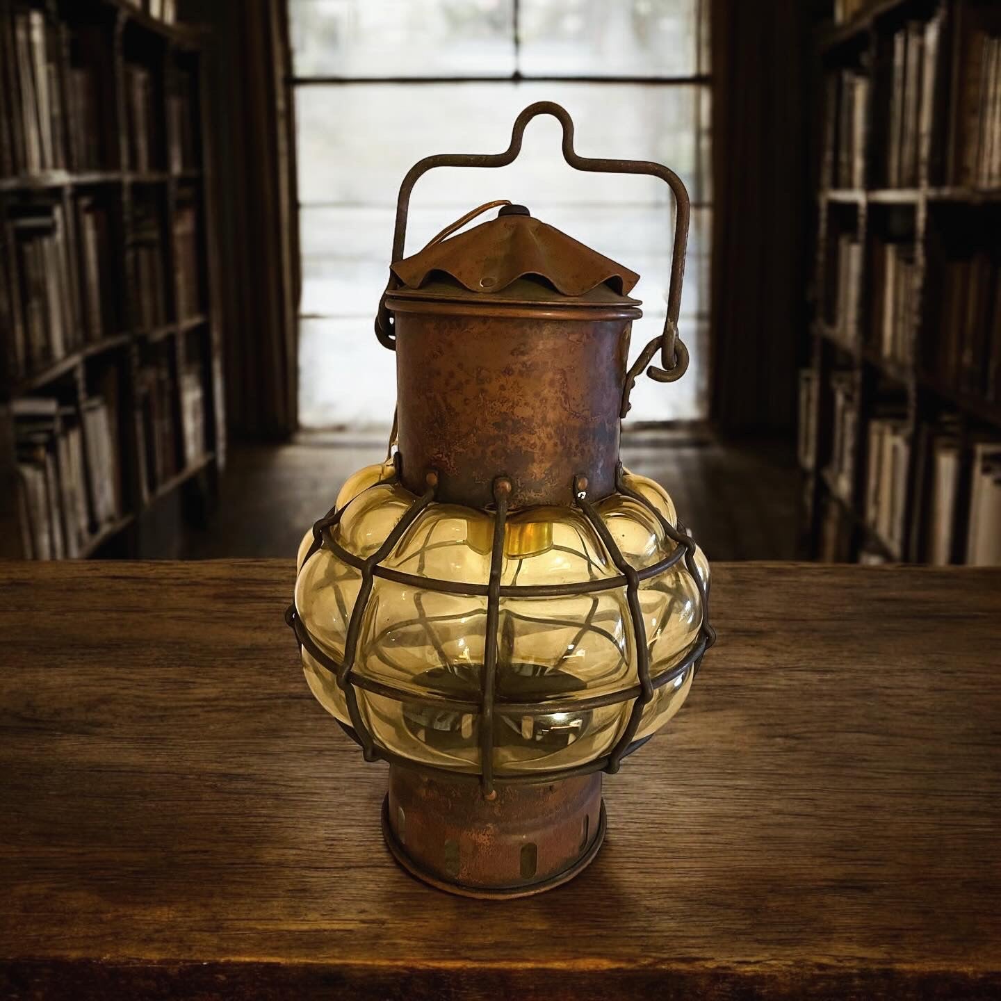 Yellow curved glass lantern