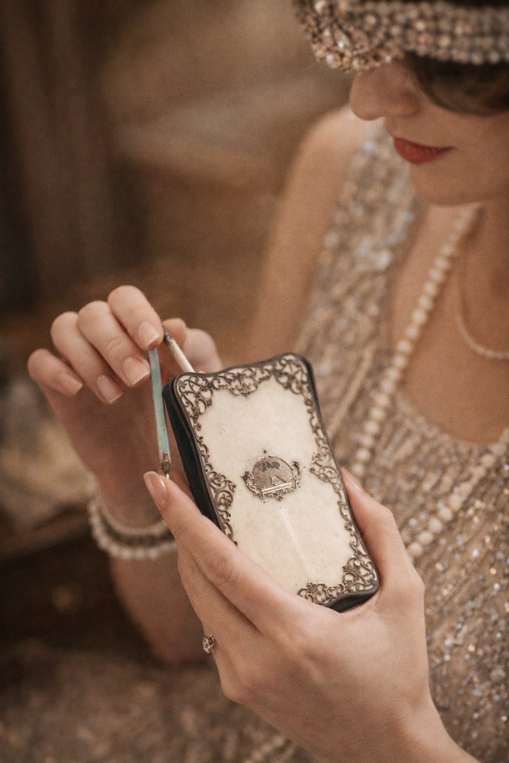 Carnet de bal antico con semanier e matitina originale, Belle Époque