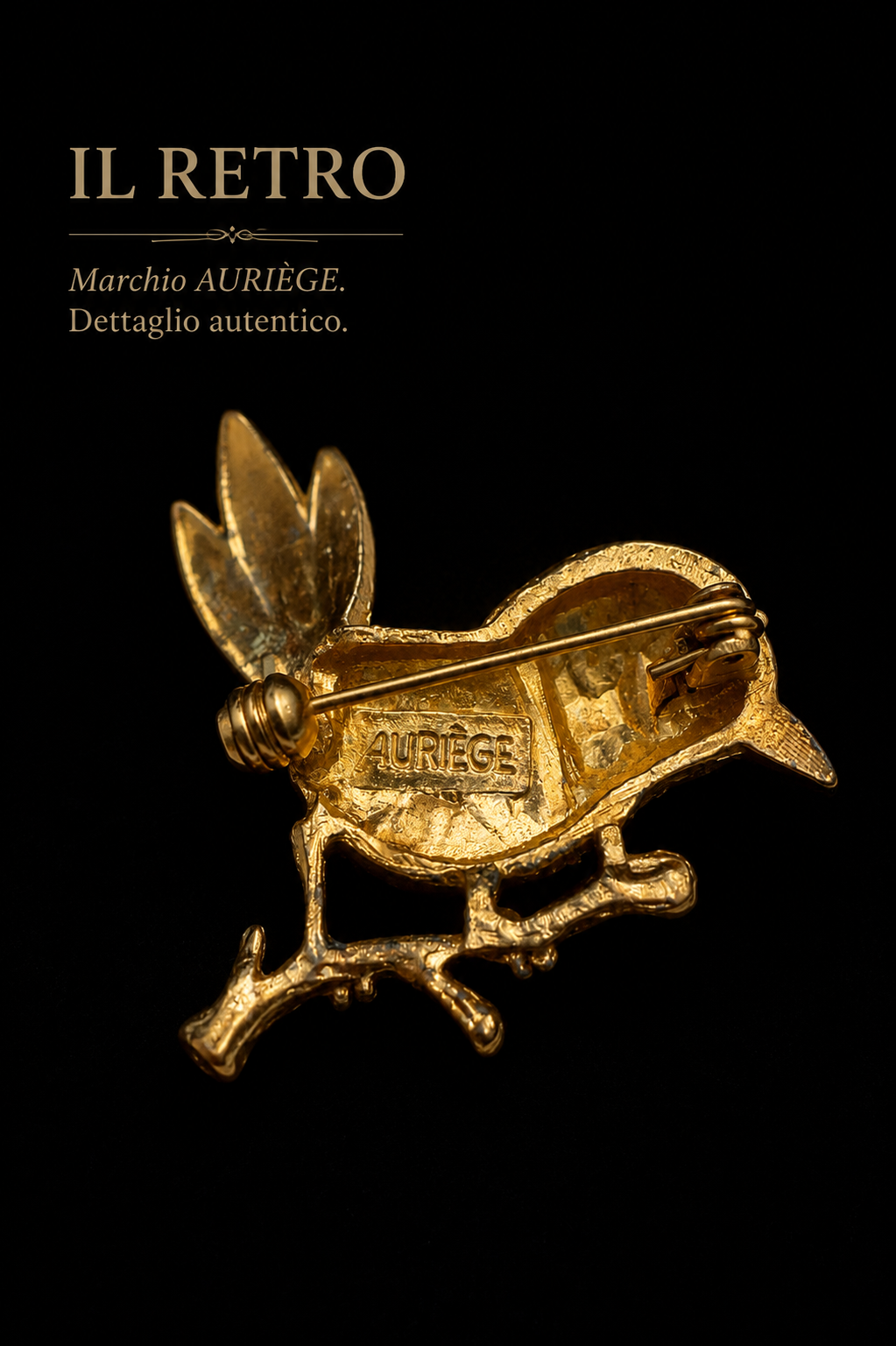 Spilla animalier 70s della maison francese Auriège a guisa di delizioso uccellino