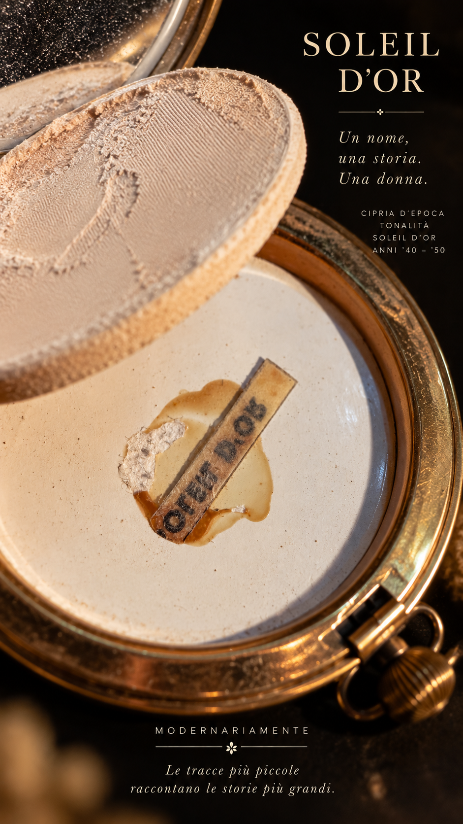 Montre è poudre francese 40s-50s con madreperla e cipria originale Coty Soleil d’Or