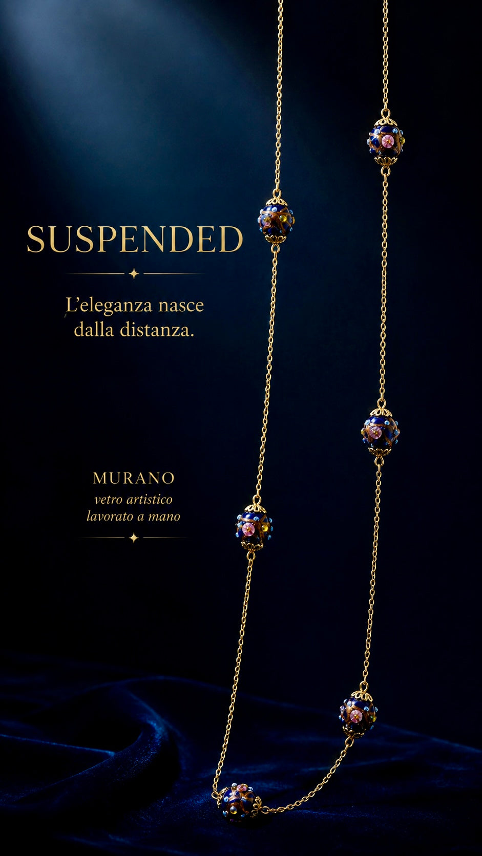 Collana con perle artistiche in vetro di Murano, 70s