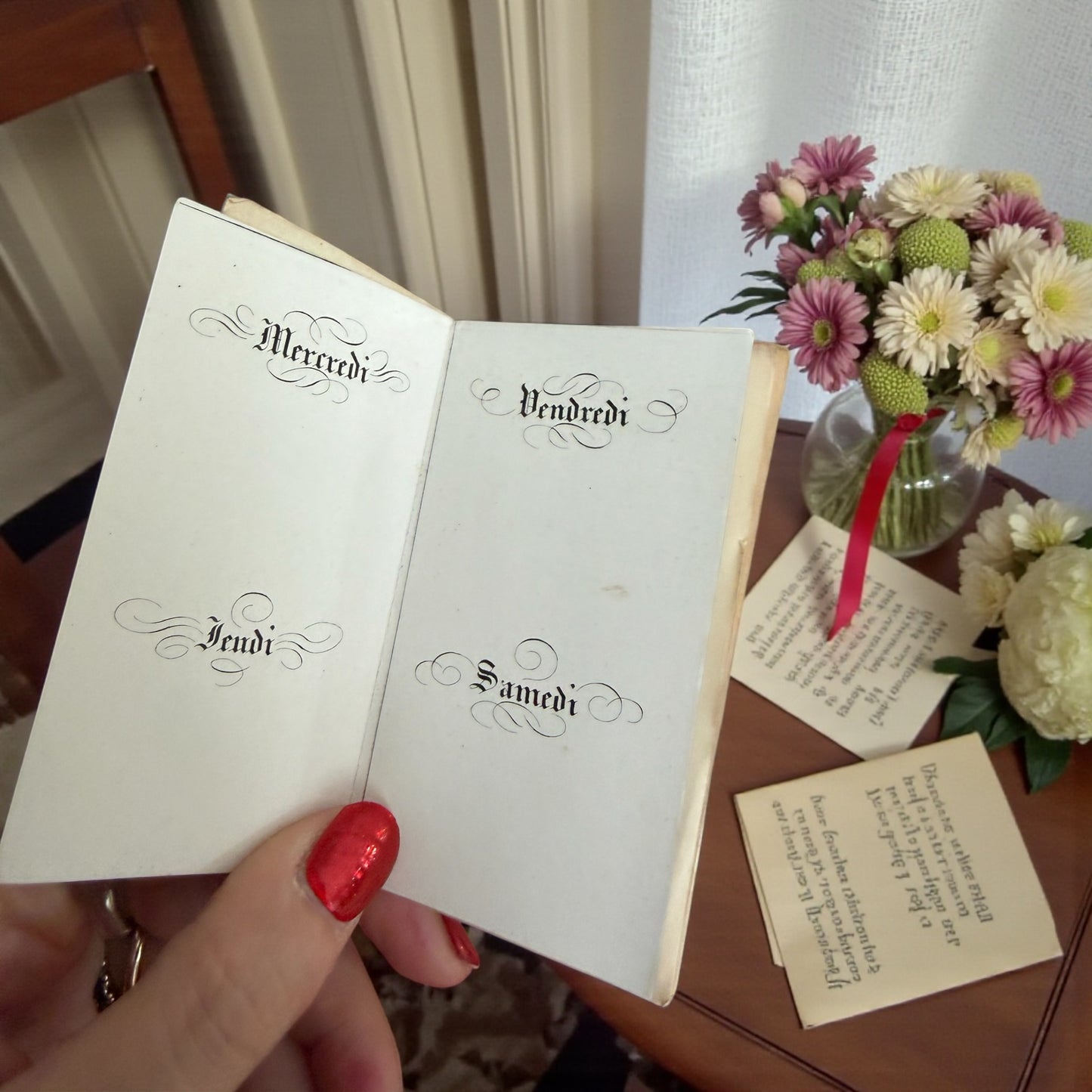 Carnet de bal antico con semanier e matitina originale, Belle Époque