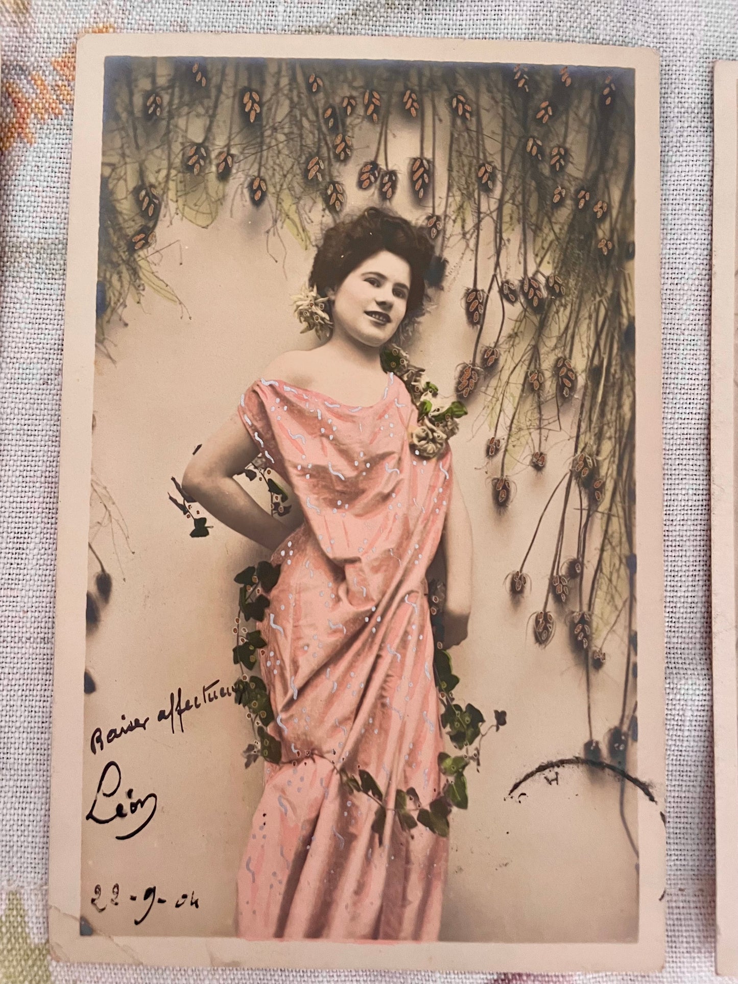 Lotto n. 6 antiche cartoline viaggiate 1904 con ritratti femminili scenici