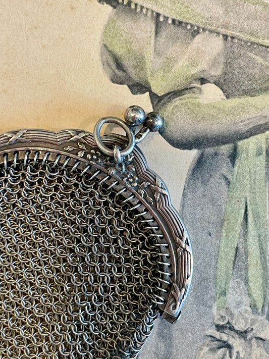 Porta monete da chatelaine vittoriano, ca 1880-1910 in argento