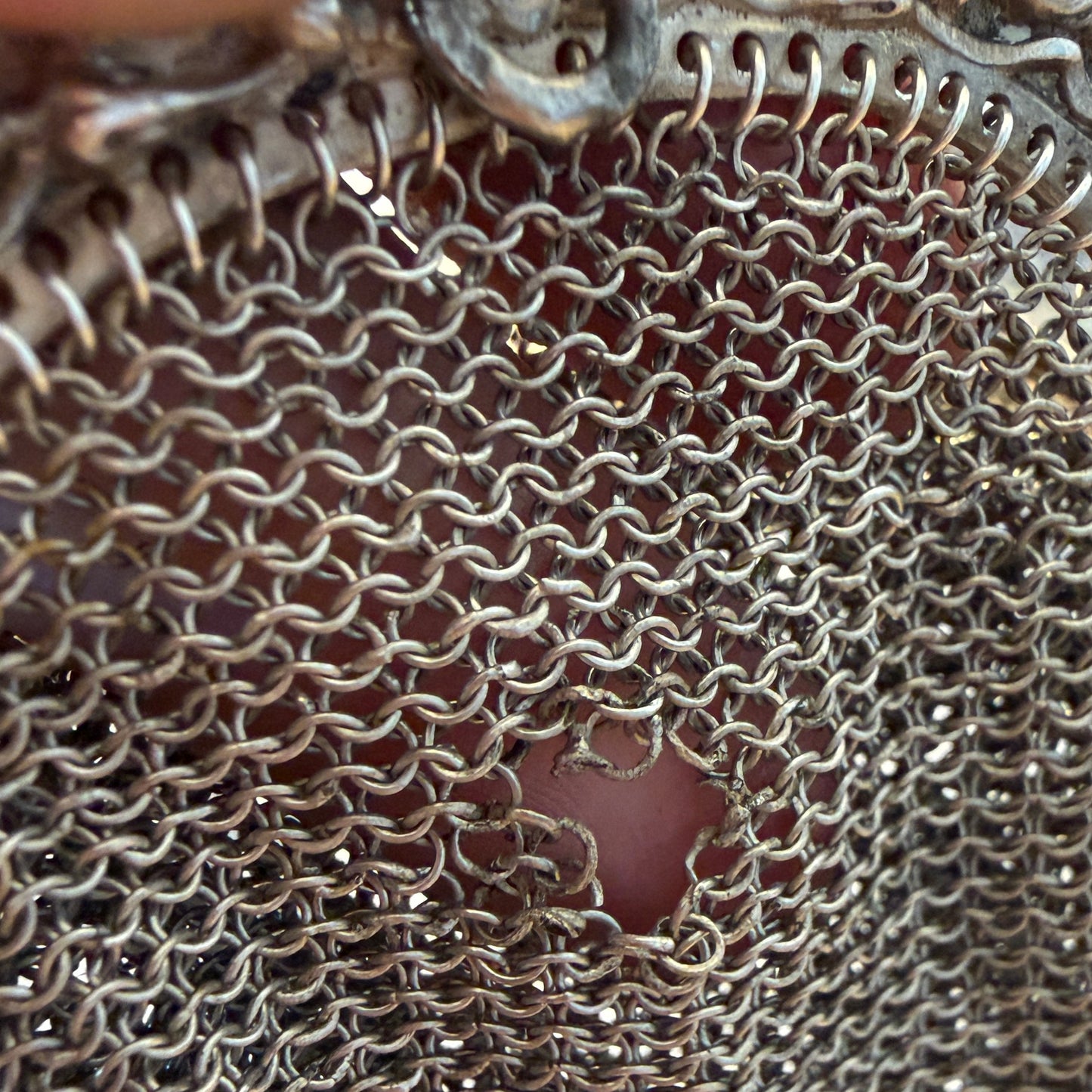 Porta monete in argento fine ‘800 da Chatelaine con doppia tasca