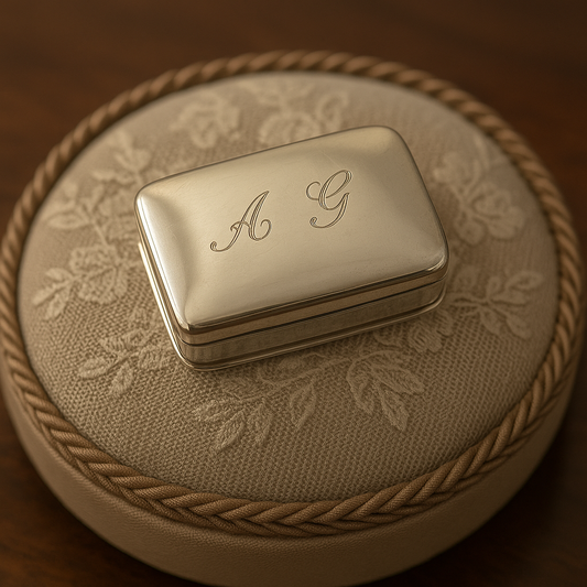Pill box in argento 925 con iniziali A G, ca anni ‘50-‘60