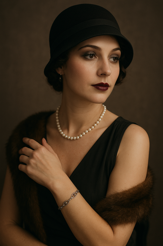 Bracciale in argento ricavato da antica catena da panciotto, fine ‘800 con chiusura contemporanea