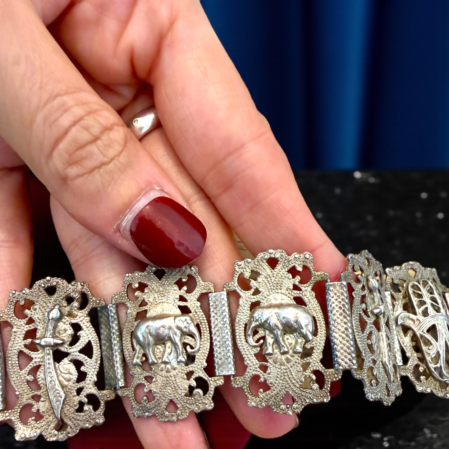 Bracciale orientale, placcato argento con Mano di Fatima