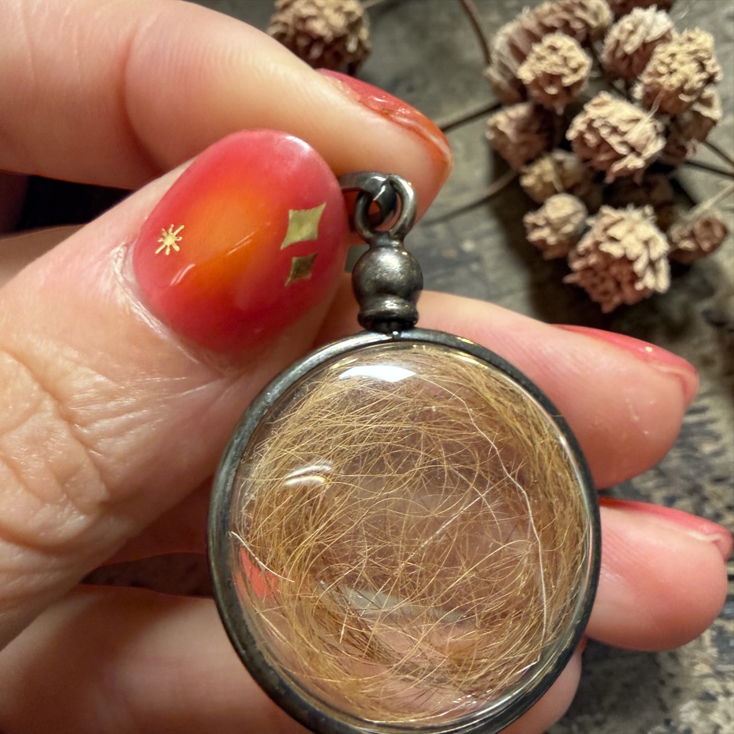 Pendente vittoriano hairwork gioiello da lutto