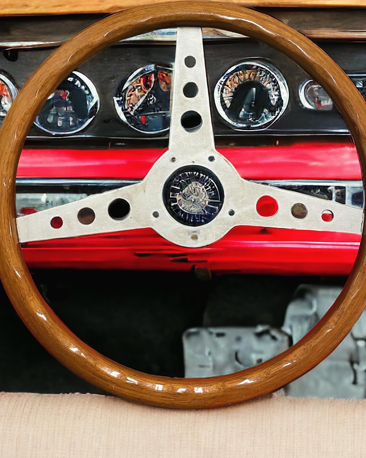 Antique three-spoke steering wheel