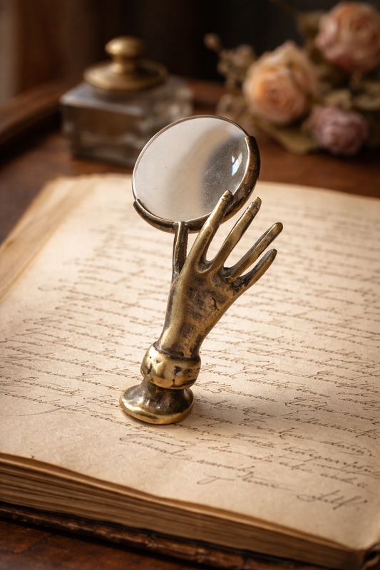 Antica lente da studio o lettura con mano, fine ‘800 - primo ‘900