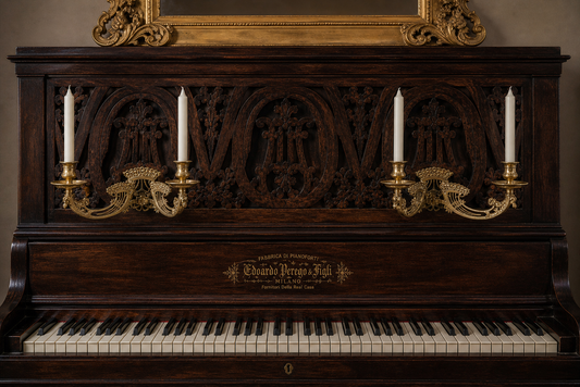 Coppia candelabri da pianoforte Liberty, 1895-1910