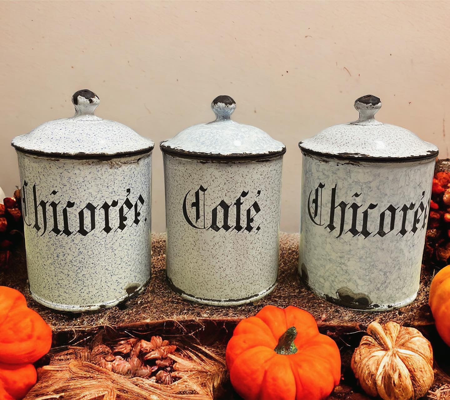 Antique enameled apothecary vases ￼