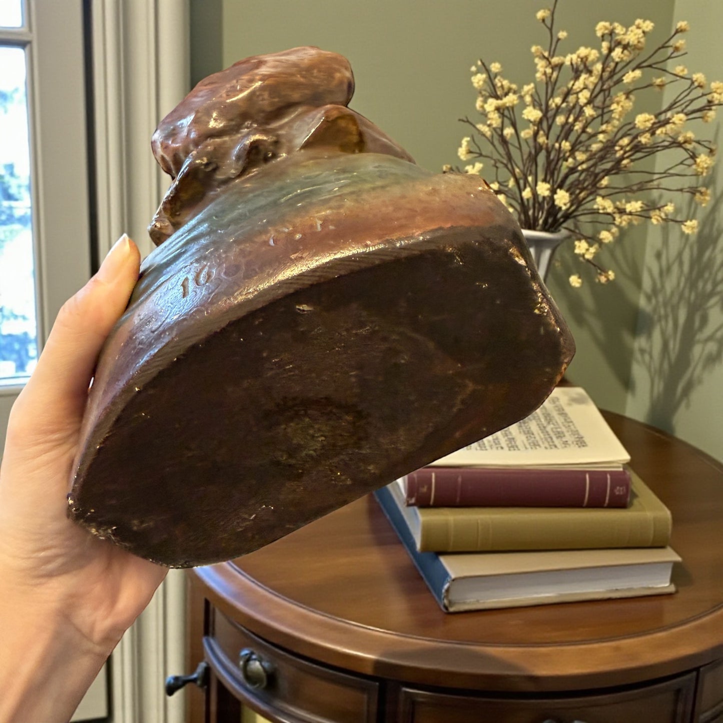 Antico busto in gesso dipinto, fine ‘800, firmato, personificazione Lorraine