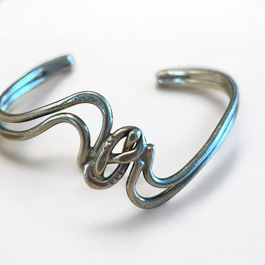 Bracciale rigido regolabile in argento francese, fine anni ‘60