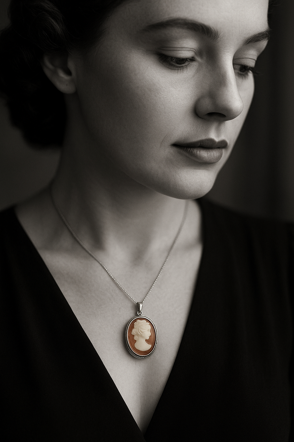 Cammeo su conchiglia montato in argento ‘800, Italia Torre del Greco anni ‘50 ca