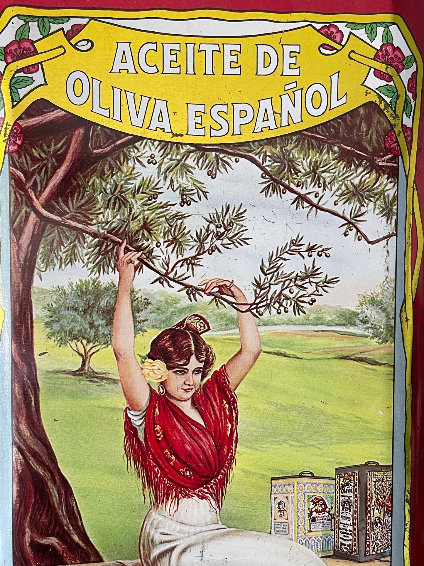 Grande latta olio spagnola vintage anni 50-60