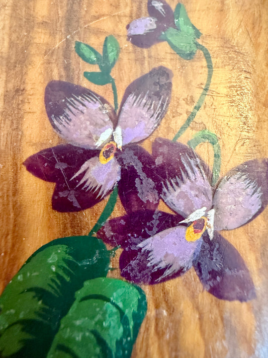 Vesta Case in legno con viole del pensiero dipinte e scritta Nice