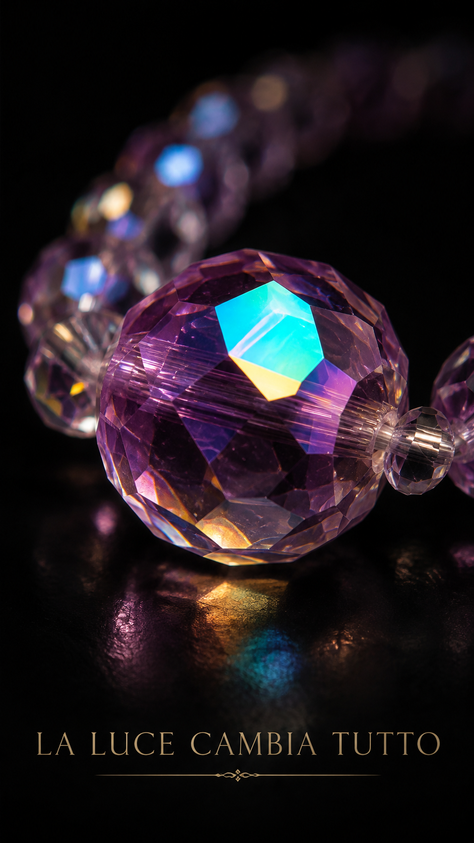 Collier perle sfaccettate Aurora Borealis con base rosa, degradé, fine anni ‘50 primi ‘60
