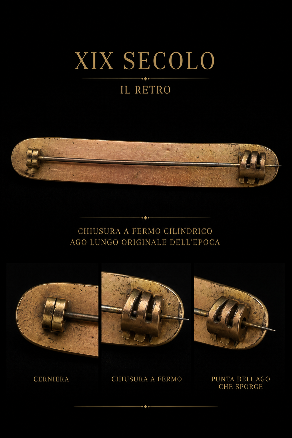 Antica spilla vittoriana autentica 1880 ca con cielo stellato, dorata