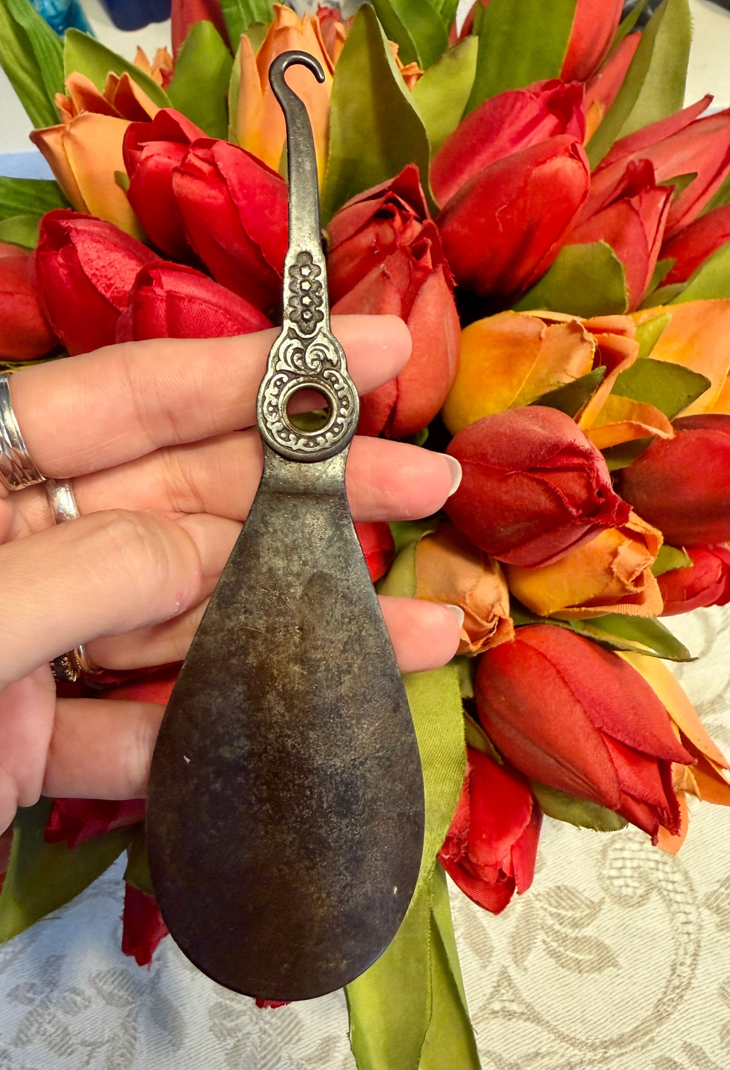 Calzascarpe & botton hook, strumento vittoriano pieghevole due in uno