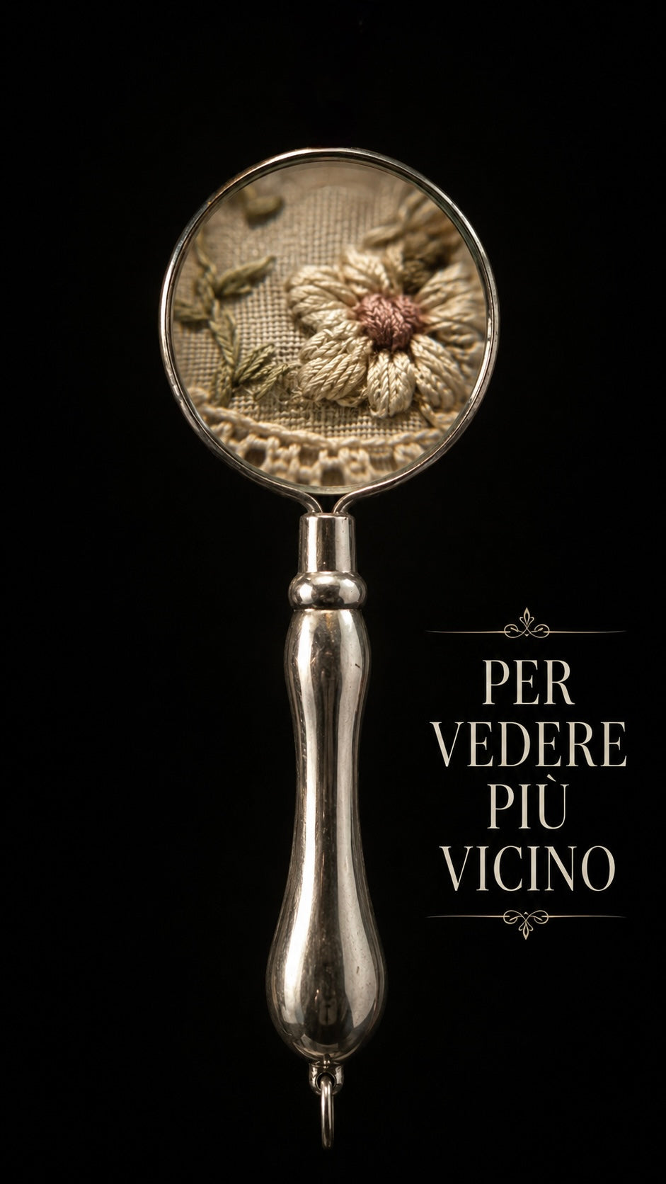 Lente da ricamatrice anni 40 50 da collana o chatelaine con anellino passante ￼
