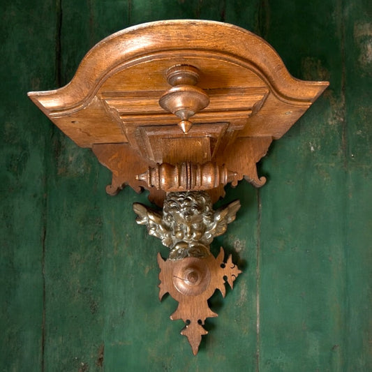 Antica console neo barocca - rococò con putto in bronzo, primo ‘900