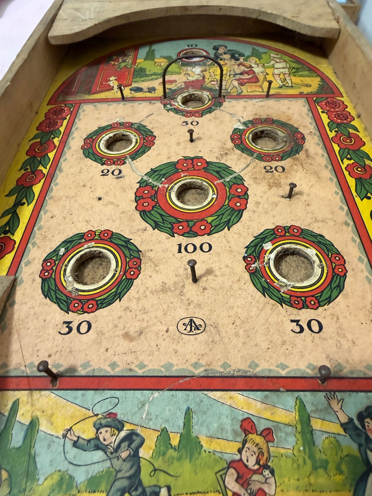 Antenato flipper, gioco da tavolo di abilità con biglia inclusa e molla di lancio