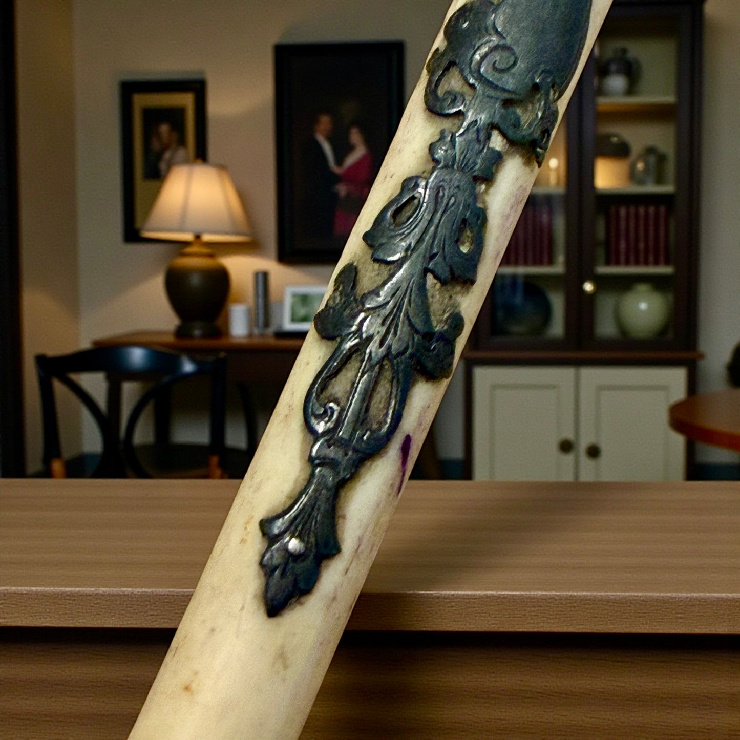 Antica penna da signora in osso ed argento, fine ‘800 primo ‘900